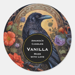 Black Raven Dark Gothic Candle Craft Classic Round Sticker