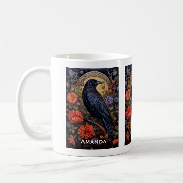 Black Raven Dark Gothic Coffee Mug (Left)
