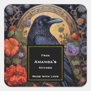 Black Raven Dark Gothic Kitchen Square Sticker