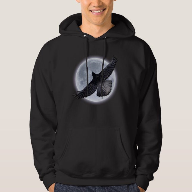 BLACK RAVEN EMBRACING THE MOON Hoodie (Front)