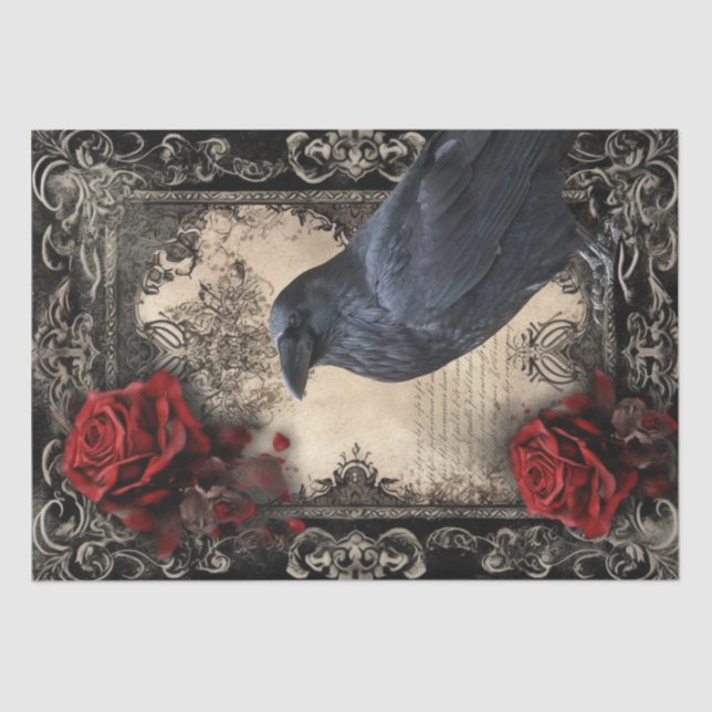Black Raven Floral Tissue Paper (Front)