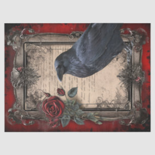 Black Raven Floral Tissue Paper