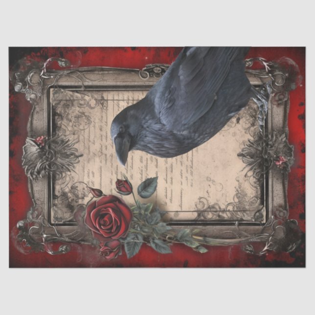 Black Raven Floral Tissue Paper (Front)