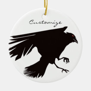 Black Raven Flying Thunder_Cove Ceramic Tree Decoration