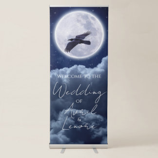 Black Raven Full Moon Night Sky Retractable Banner