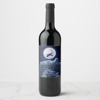 Black Raven Full Moon Night Sky Wine Label