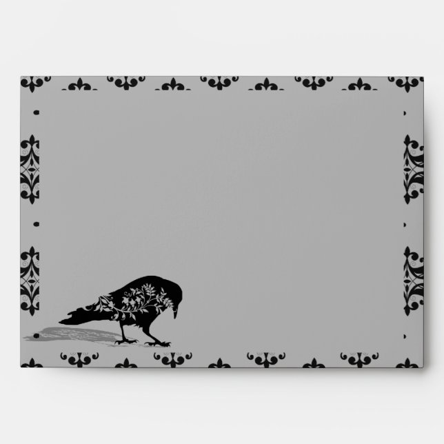 Black Raven Gothic Frame Wedding Envelope (Front)
