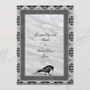 Black Raven Gothic Frame Wedding Invitation