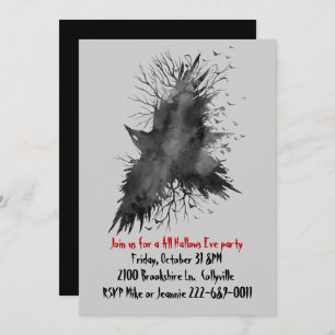 Black Raven Halloween Party Invitation