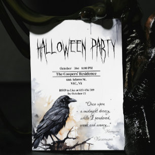 Black Raven Halloween Party Invitation