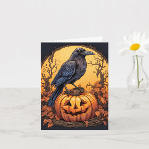 Black Raven Happy Halloween Card
