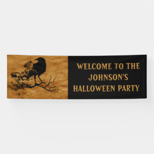 Black Raven Magic Halloween Party Banner