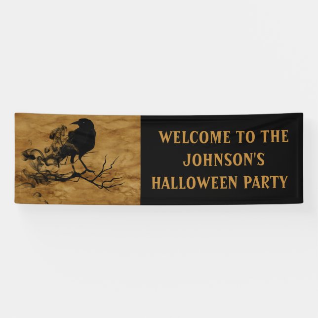 Black Raven Magic Halloween Party  Banner (Horizontal)