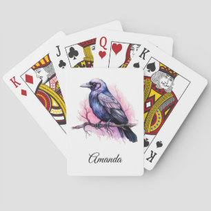 Black Raven on a Branch Illustration Playing Cards