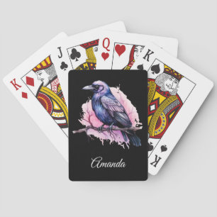 Black Raven on a Branch Illustration Playing Cards