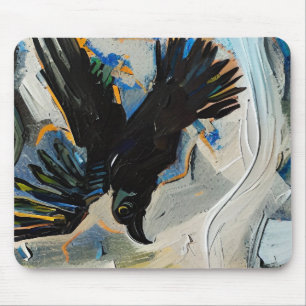 Black raven painting mouse mat