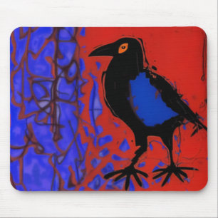 Black raven painting mouse mat