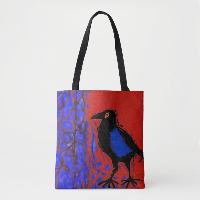 Black raven painting tote bag (Front)