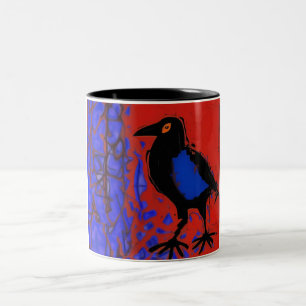Black raven painting Two-Tone coffee mug