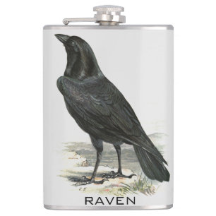 Black Raven Personalise Name Flask