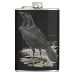 Black Raven Personalise Name Flask
