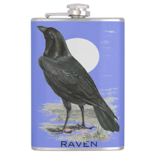 Black Raven Personalise Name Flask