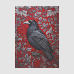Black Raven Red Floral William Morris Inspired Tissue Paper