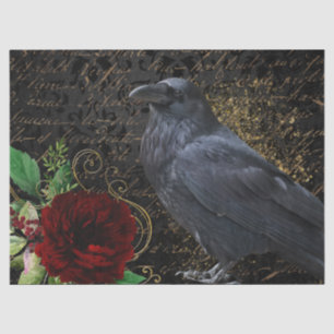 Black Raven Rose Whimsical Tissue Paper