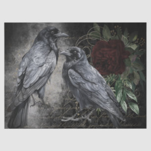 Black Raven Rose Whimsical Tissue Paper