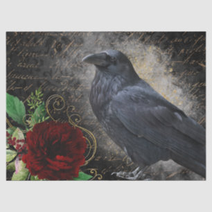 Black Raven Rose Whimsical Tissue Paper