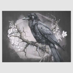 Black Raven Rose Whimsical Watercolor Tissue Paper