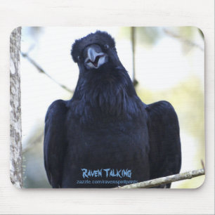 BLACK RAVEN TALKING MOUSE MAT