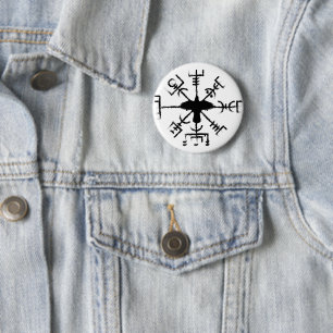 Black Raven Vegvisir Protection Sigil 6 Cm Round Badge
