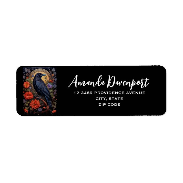 Black Raven with Flowers Gothic Design (Front)