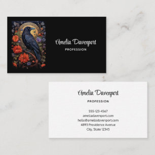 Black Raven with Flowers Gothic Design Business Card