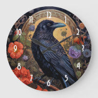 Black Raven with Flowers Gothic Design