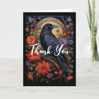 Black Raven with Flowers Gothic Design