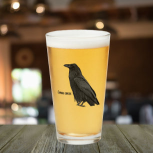 Black Raven With Scientific Name Glass