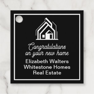 Black Real Estate Company Custom Realtor Party Favour Tags