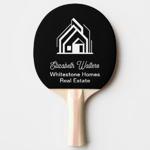Black Real Estate Company Custom Realtor Ping Pong Paddle