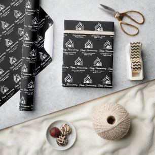 Black Real Estate Company Personalised Realtor Wrapping Paper