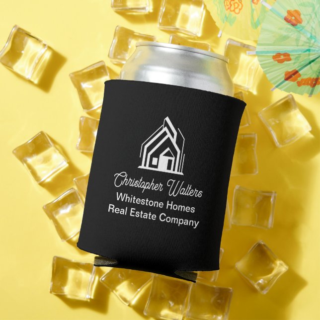 Black Real Estate Company Personalized Realtor Can Cooler (In Situ Summer)