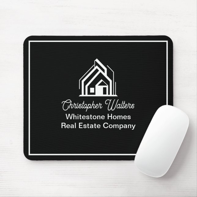 Black Real Estate Company Personalized Realtor Mouse Mat (With Mouse)