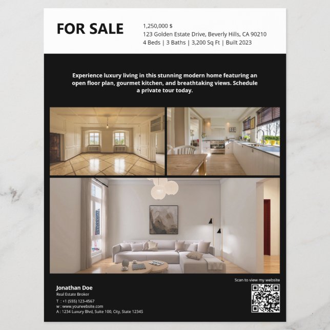 Black Real Estate Property Listing Flyer (Front)