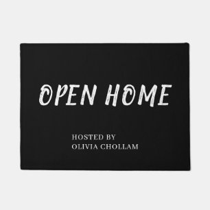 Black Realtor Logo   Stylish Custom Open House Mat