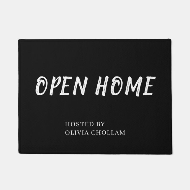 Black Realtor Logo | Stylish Custom Open House Mat (Front)