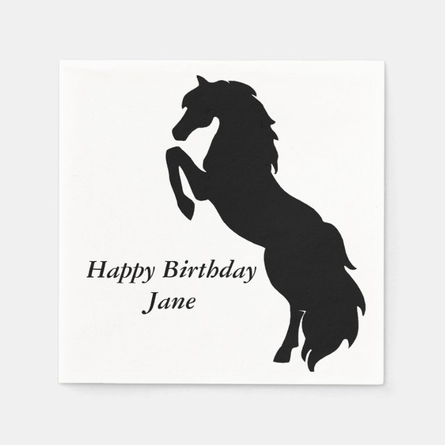 Black Rearing Horse Napkin (Front)