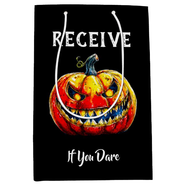 Black Receive If You Dare Halloween Medium Gift Bag (Front)