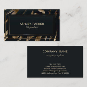 Black Rectangle Gold Brush Business Card