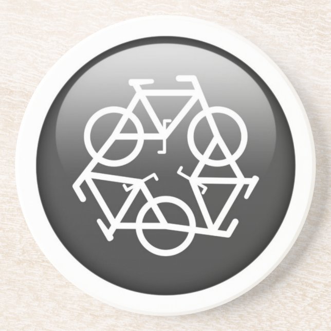 Black Recycle Sandstone Coaster (Front)
